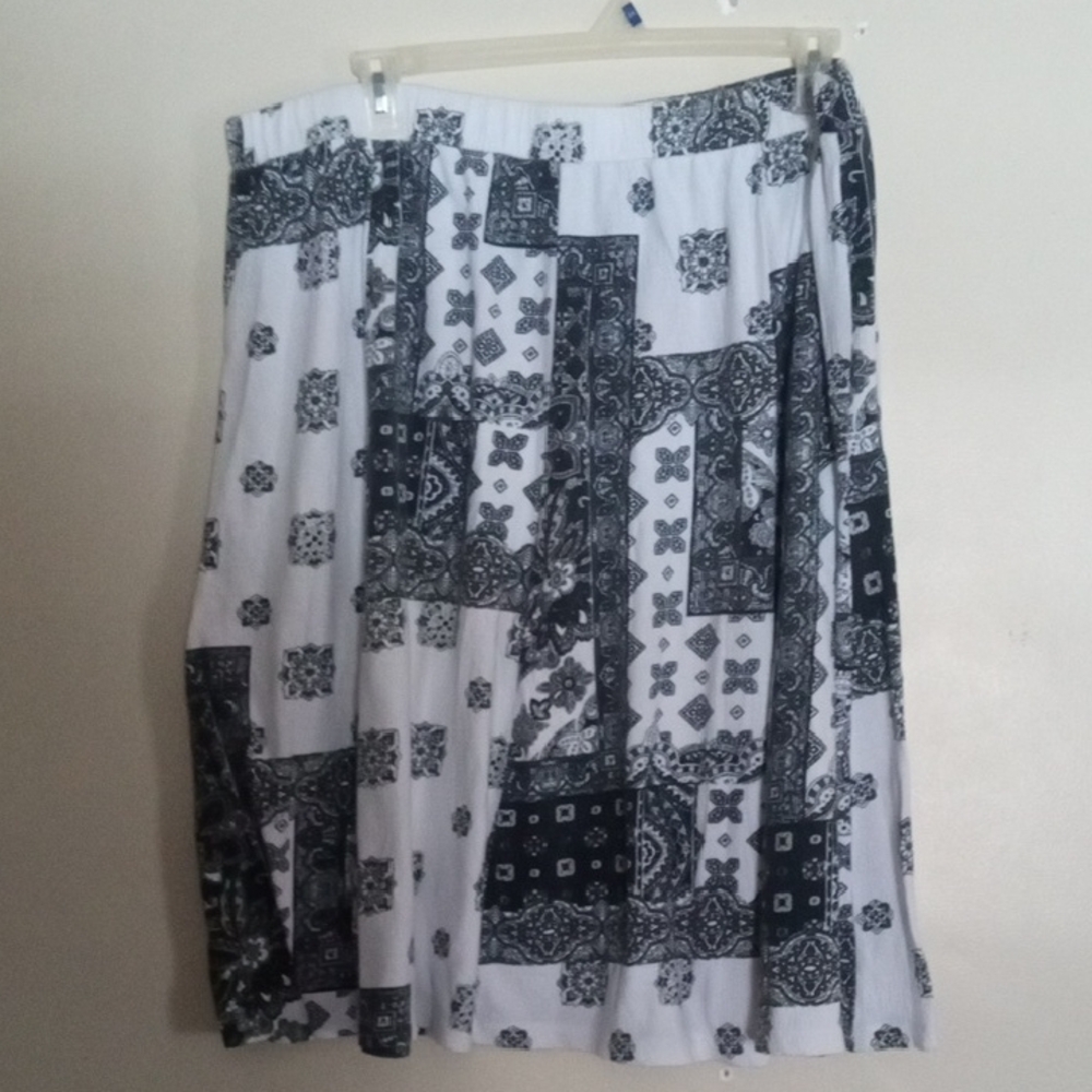 RQT Y2K Patchwork Bandana Print Cottagecore Maxi Skirt with Elastic Waistband 2X
